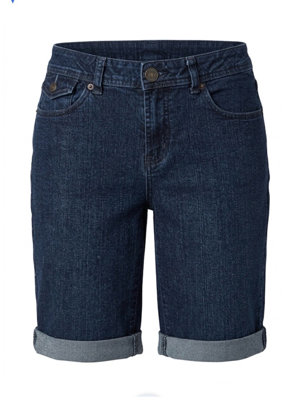 ST. JOHN’S BAY Dark Wash Cuffed Hem Denim Shorts, Women’s 8, Blue